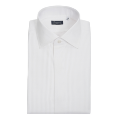 Napoli Tuxedo pleated double cuff for cufflinks shirt. Finamore 1925