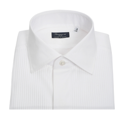 Camicia classica da smoking con gemelli e pettorina a righe