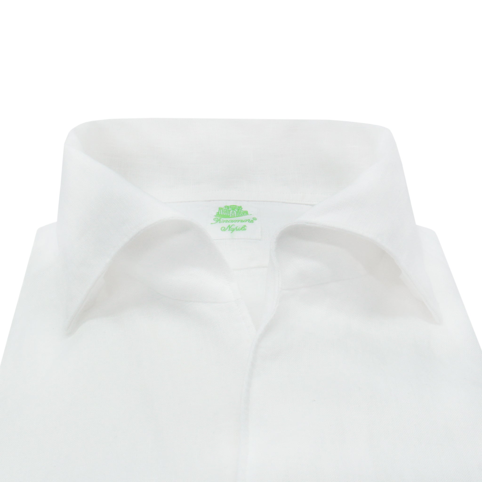 Camicia sportiva Tokyo slim fit in lino bianco "one piece collar"