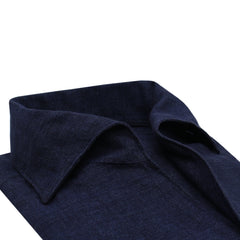 Tokyo blue sporty slim fit linen collar shirt