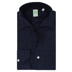 Tokyo blue sporty slim fit linen collar shirt