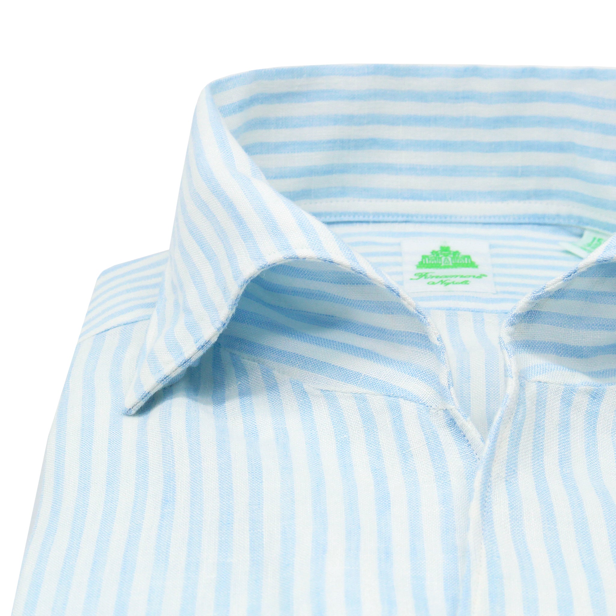 Tokyo slim sports shirt in striped linen ustica collar
