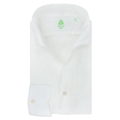 Tokyo slim fit sport shirt in white linen one piece collar