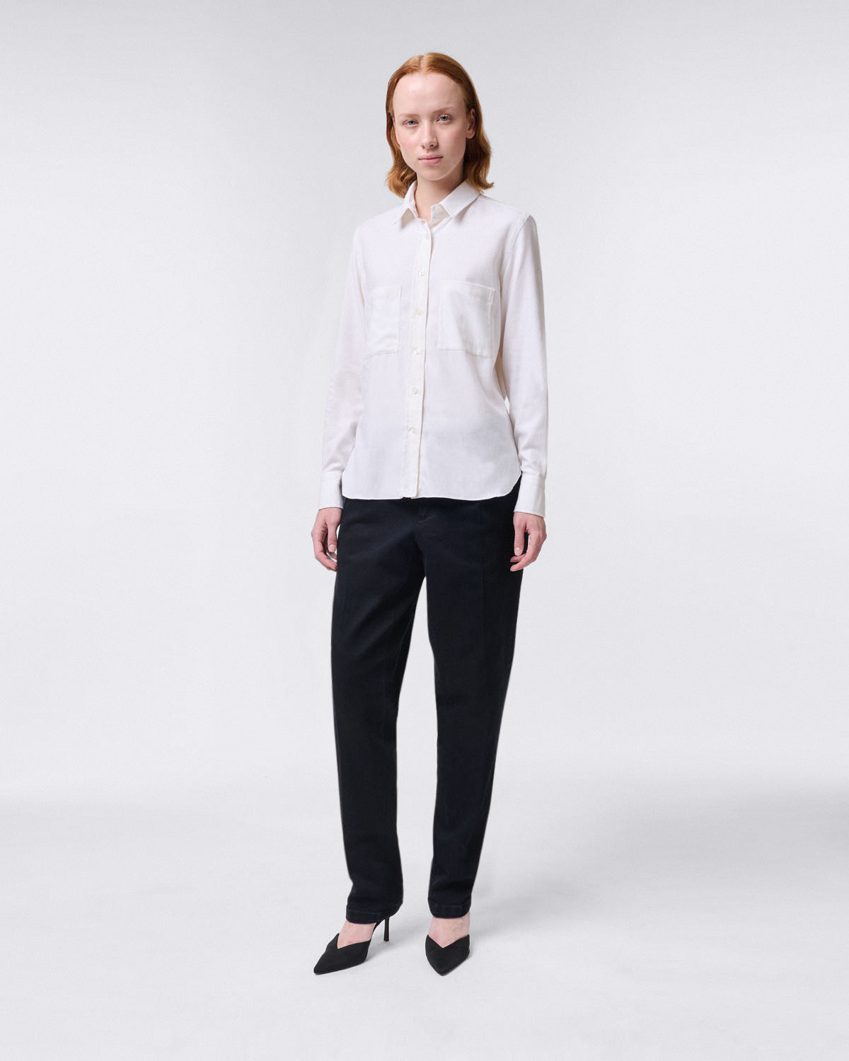 Valeria women's shirt in cotton and cashmere with front pockets