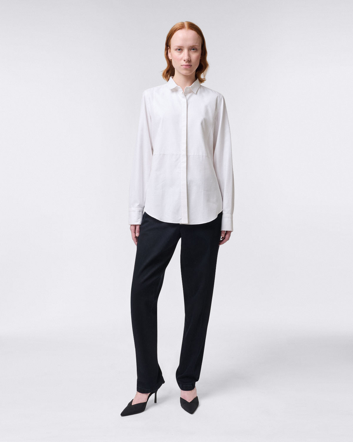 Women's cotton and silk shirt with bib. Carlo Riva fabric