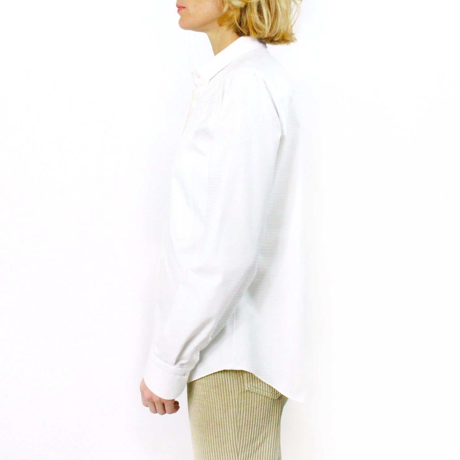Women's cotton and silk shirt with bib. Carlo Riva fabric