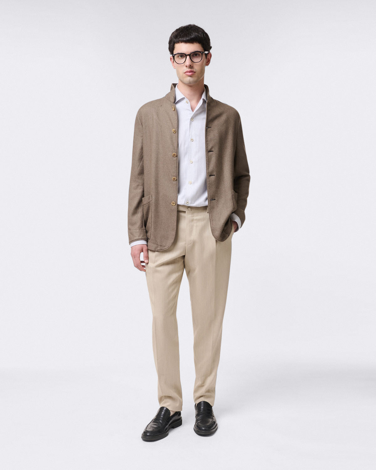 Classic Napoli striped shirt. Cotton and cashmere flannel. Carlo Riva
