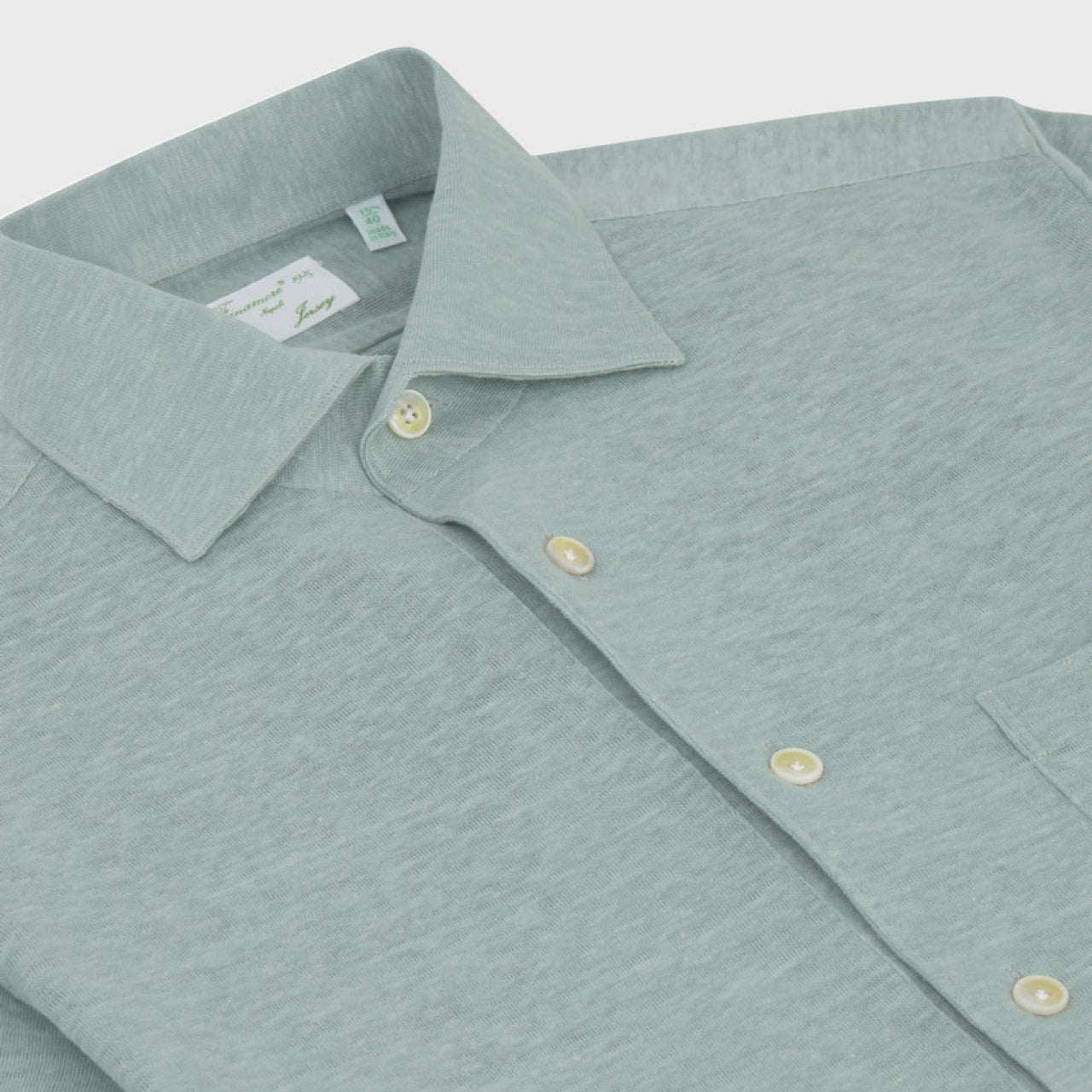 Polo shirt slim fit linen jersey garment dyed Zante collar