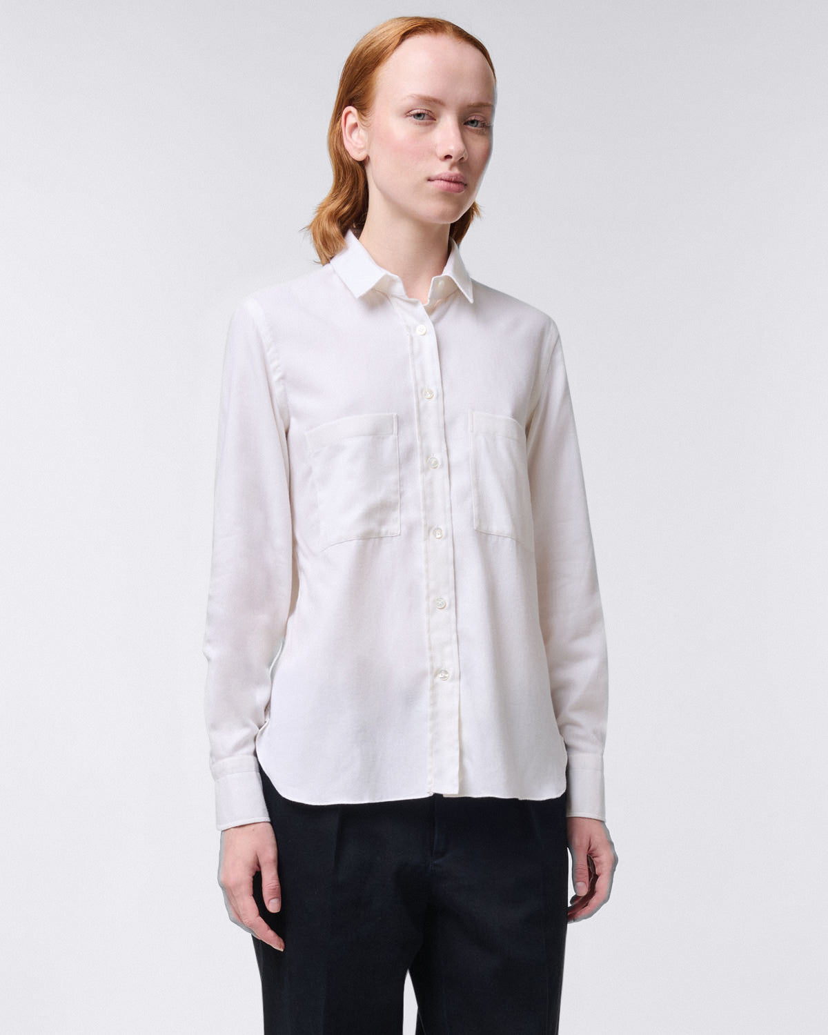 Valeria women's shirt in cotton and cashmere with front pockets Finamore