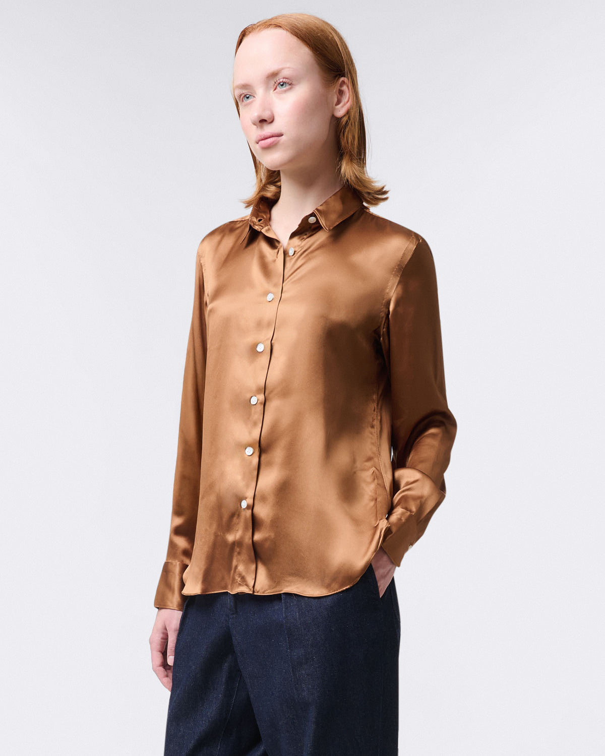 Zoe classic women's shirt in silk satin