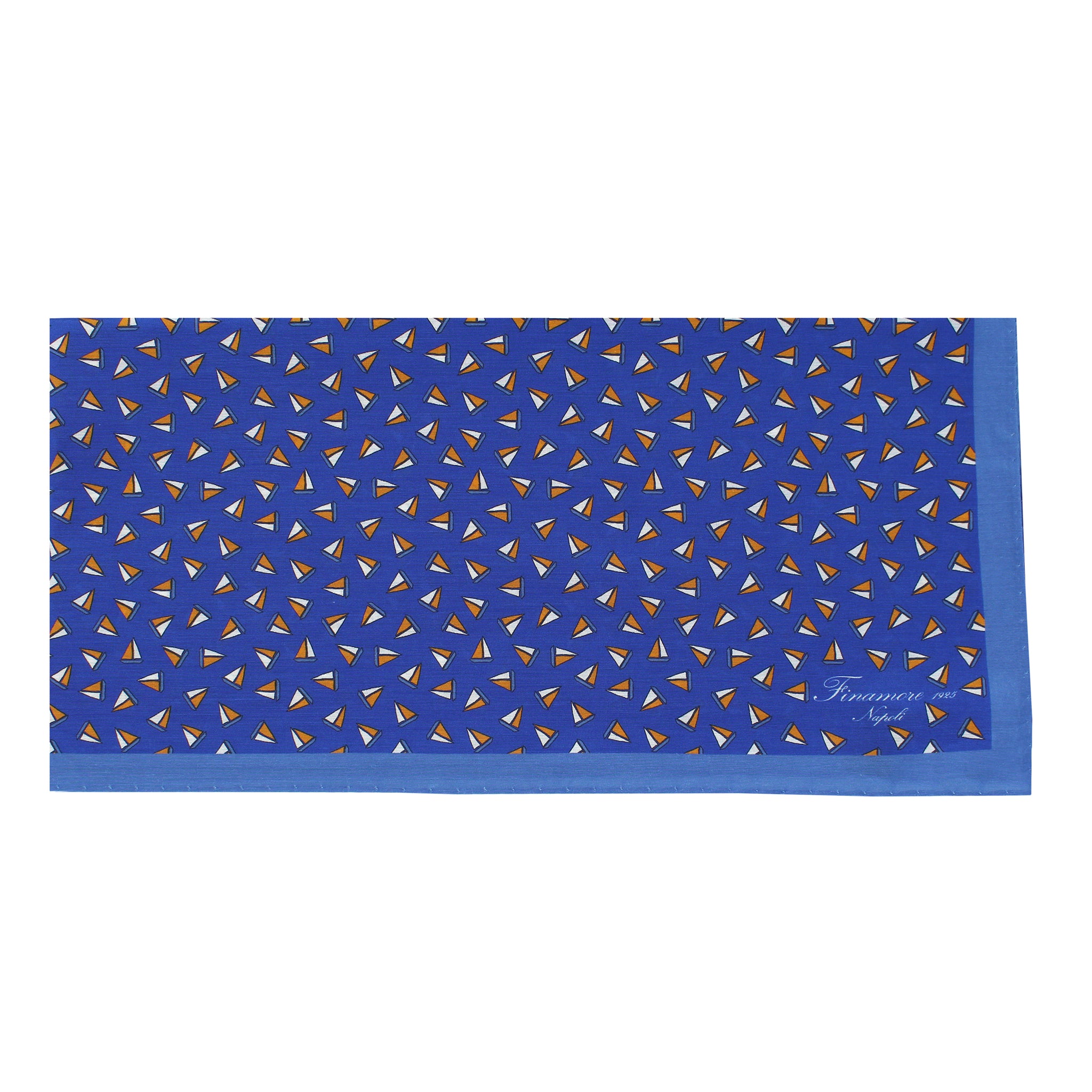 Bandana blu in seta e cotone con motivo barche a vela