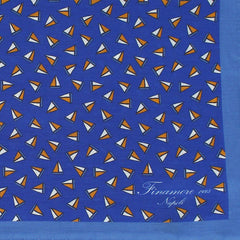 Blue silk and cotton bandana with sailboat motif