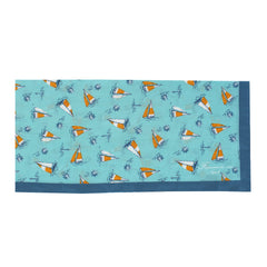 Light blue silk and cotton bandana with boat and sea theme