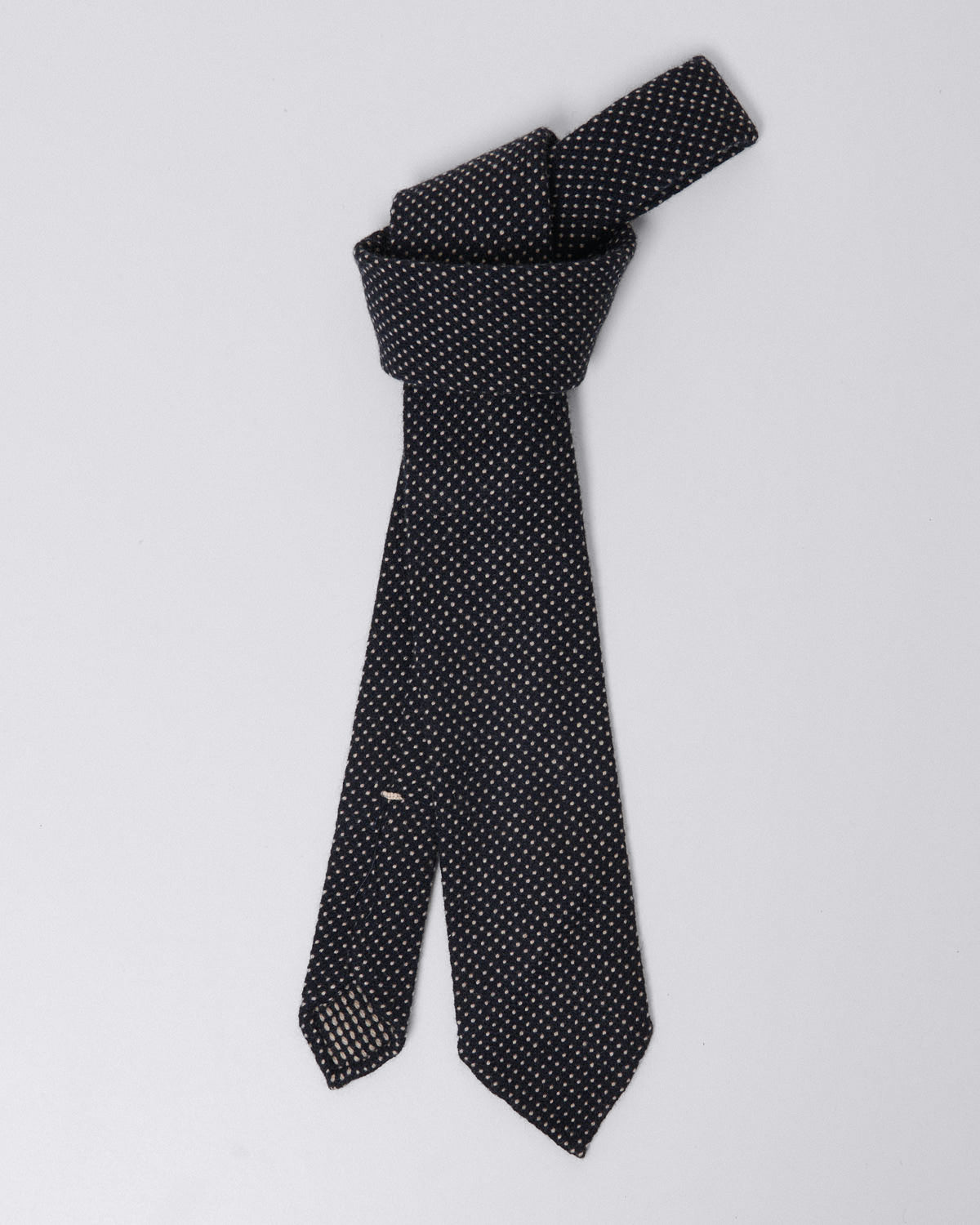 finamore Anversa wool tie, black with white dots