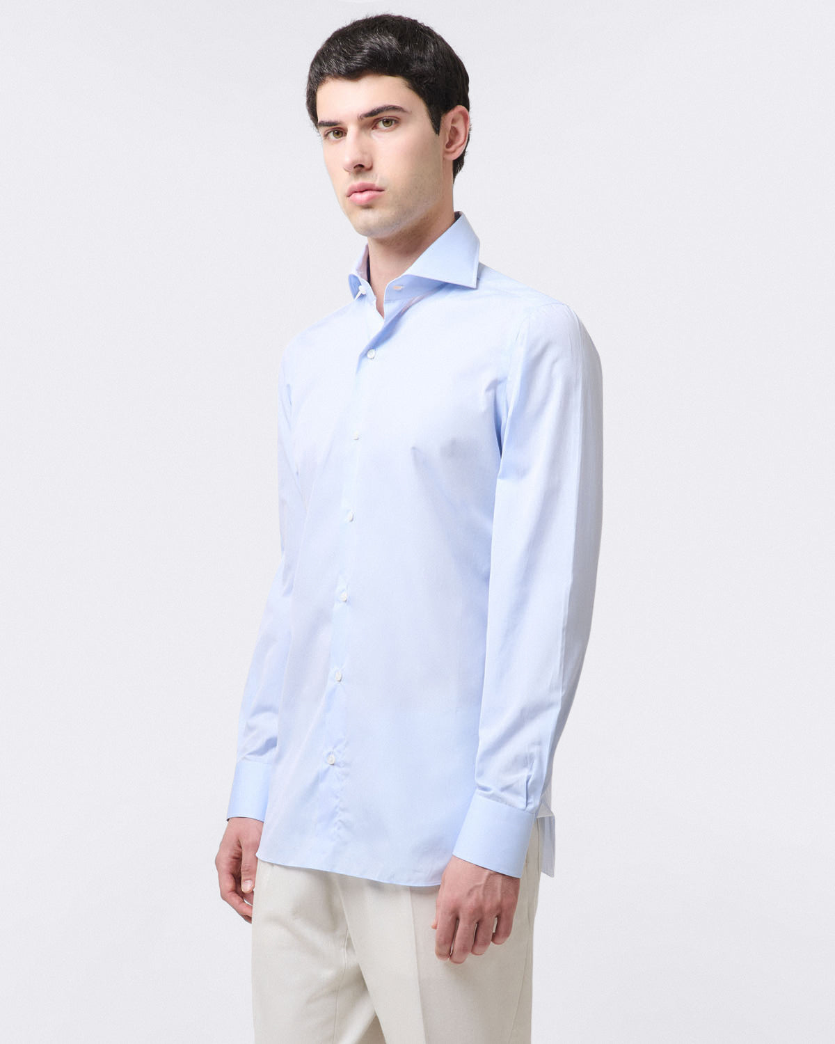 finamore Dress shirt Napoli 170 a due classic collar Light blue