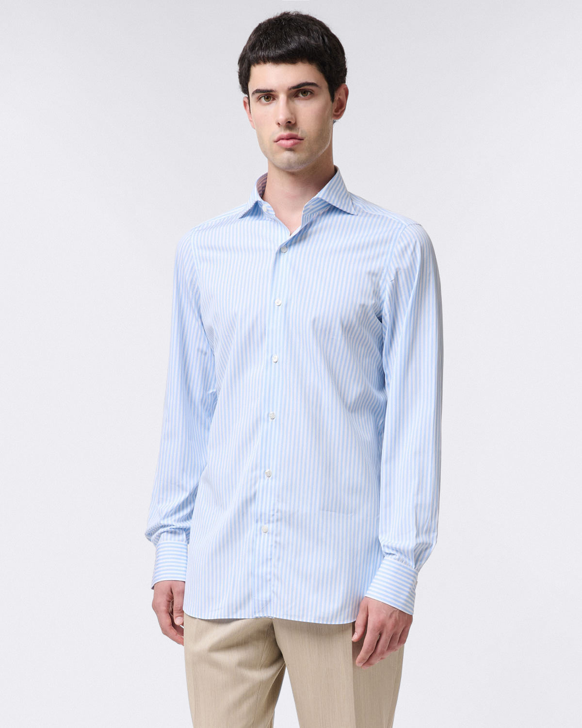 finamore Napoli classic regular shirt in striped popeline cotton