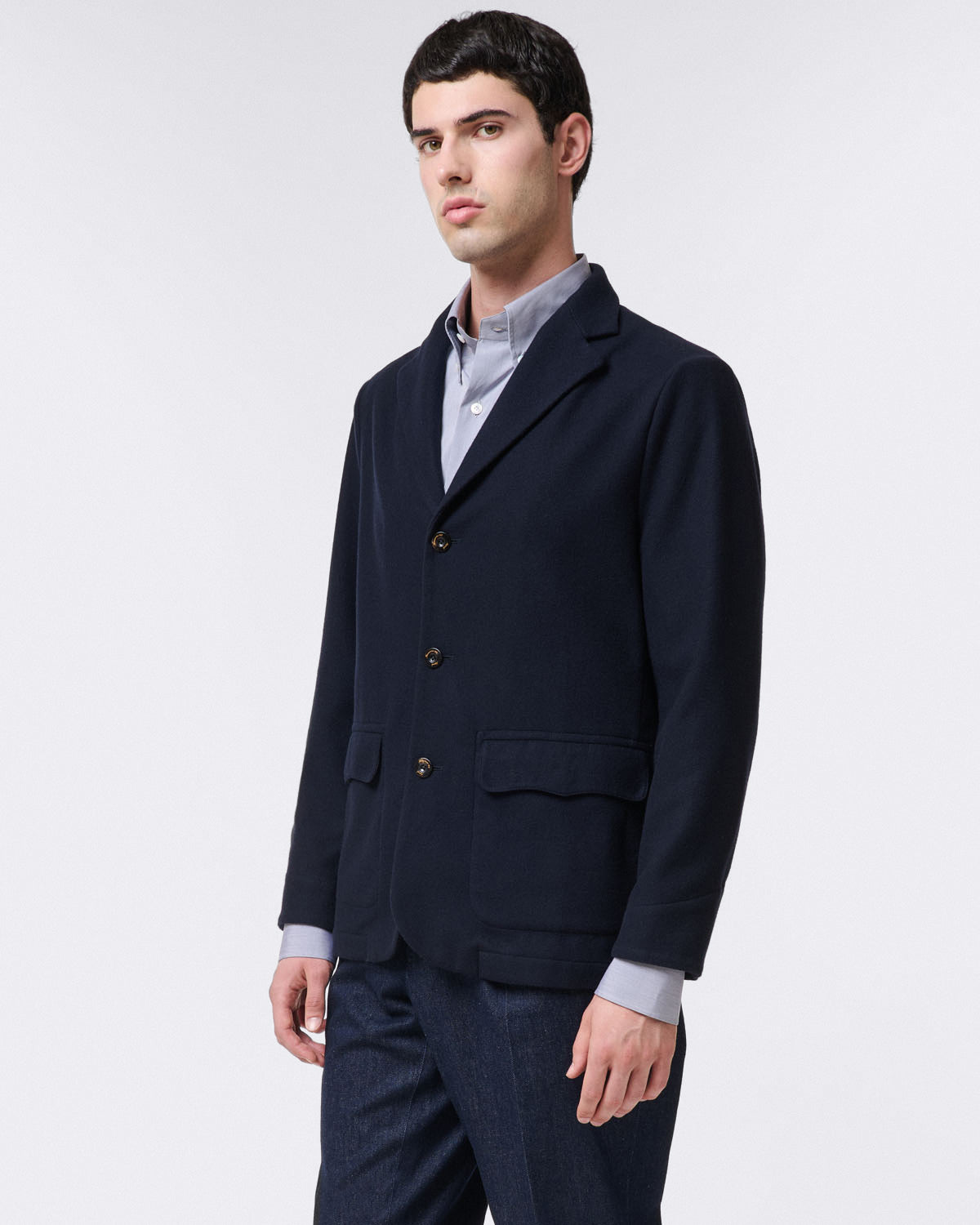 finamore Roma dark blue over shirt in wool