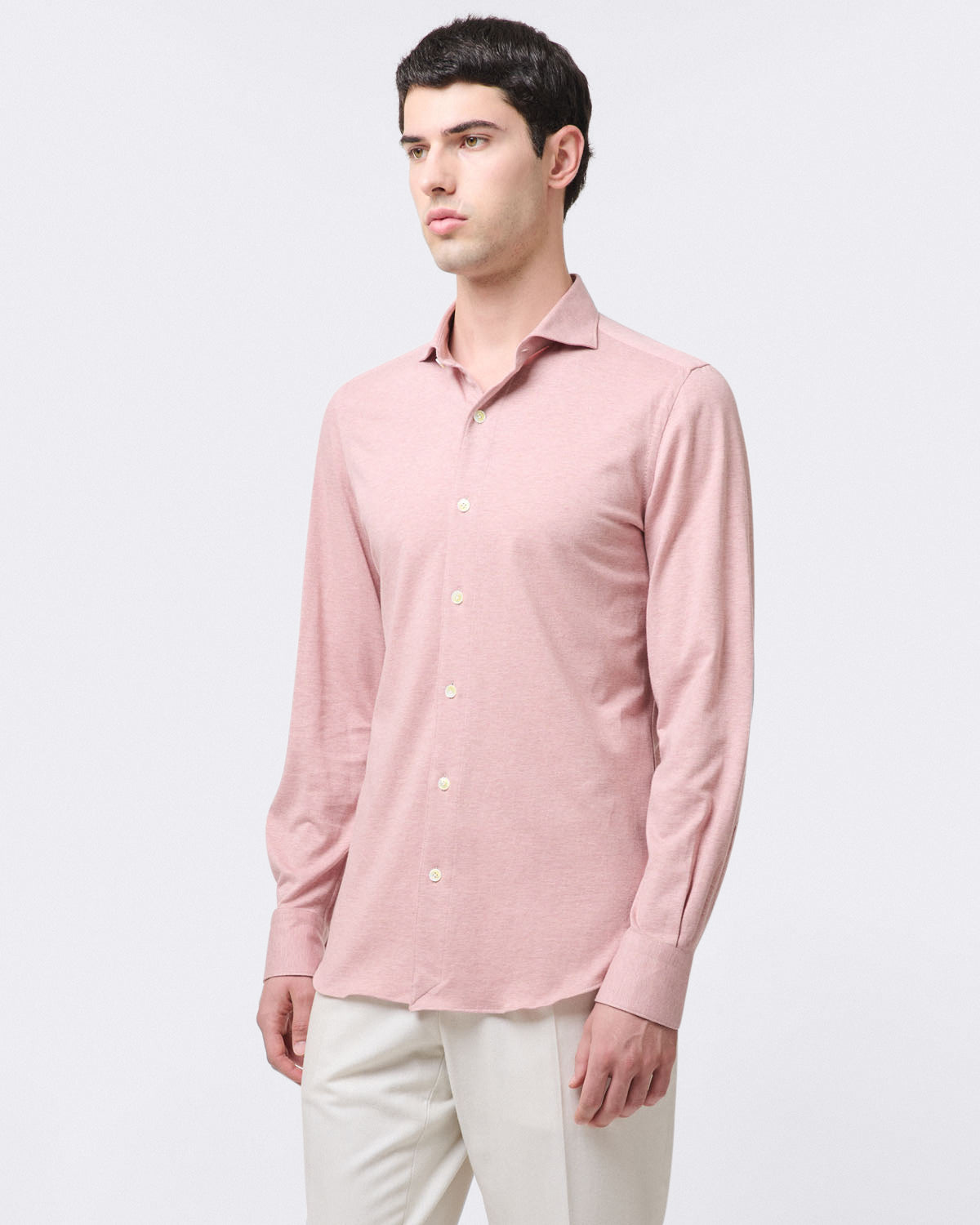 finamore Toronto slim fit shirt in cotton piqué jersey and cashmere