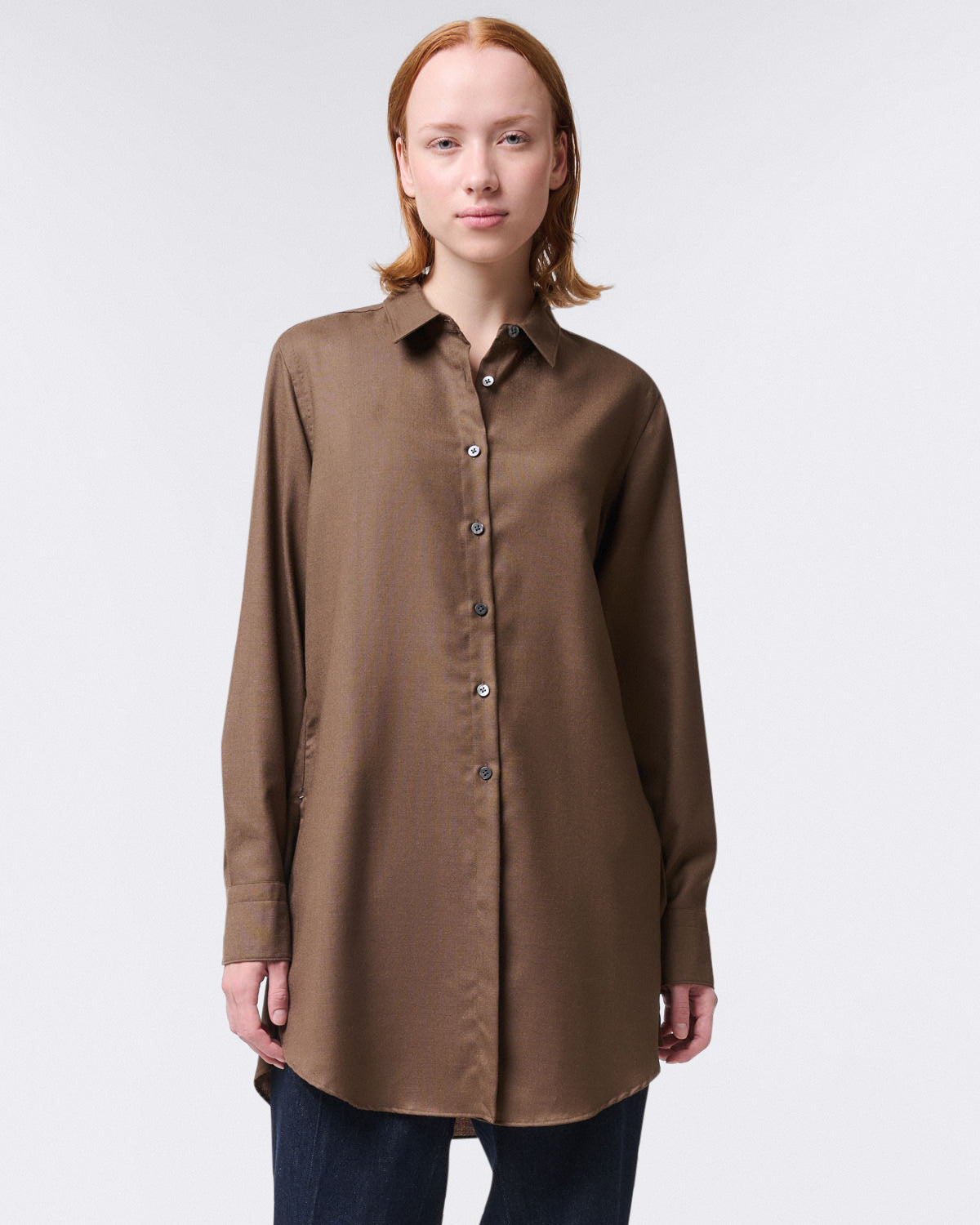 finamore Women's over size shirt in brown cashmere