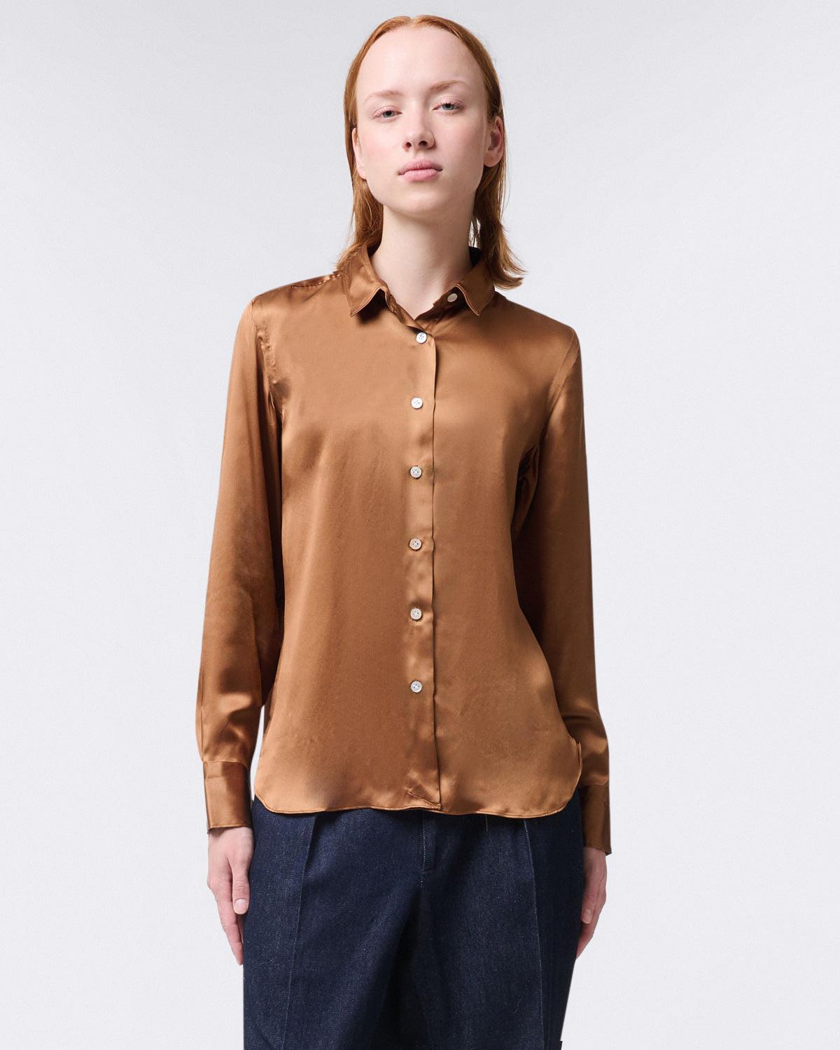 finamore Zoe classic women's shirt in silk satin