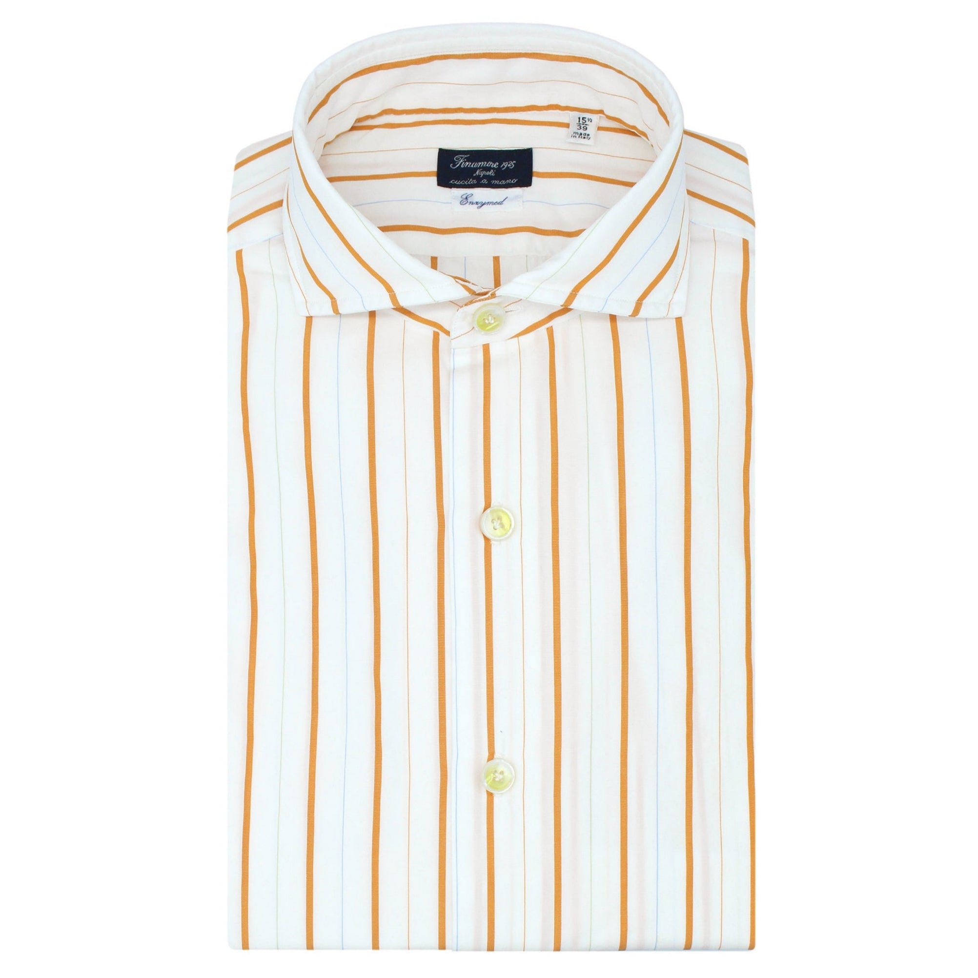 finamore classic shirt stripe orange. alumo fabric