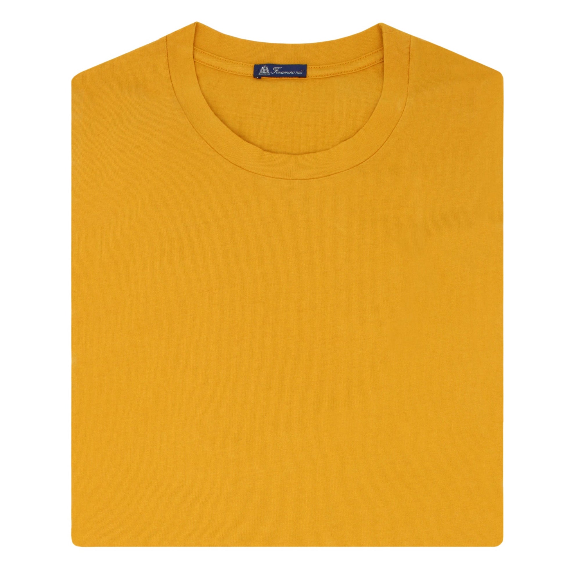 Ochre garment dyed cotton T-shirt