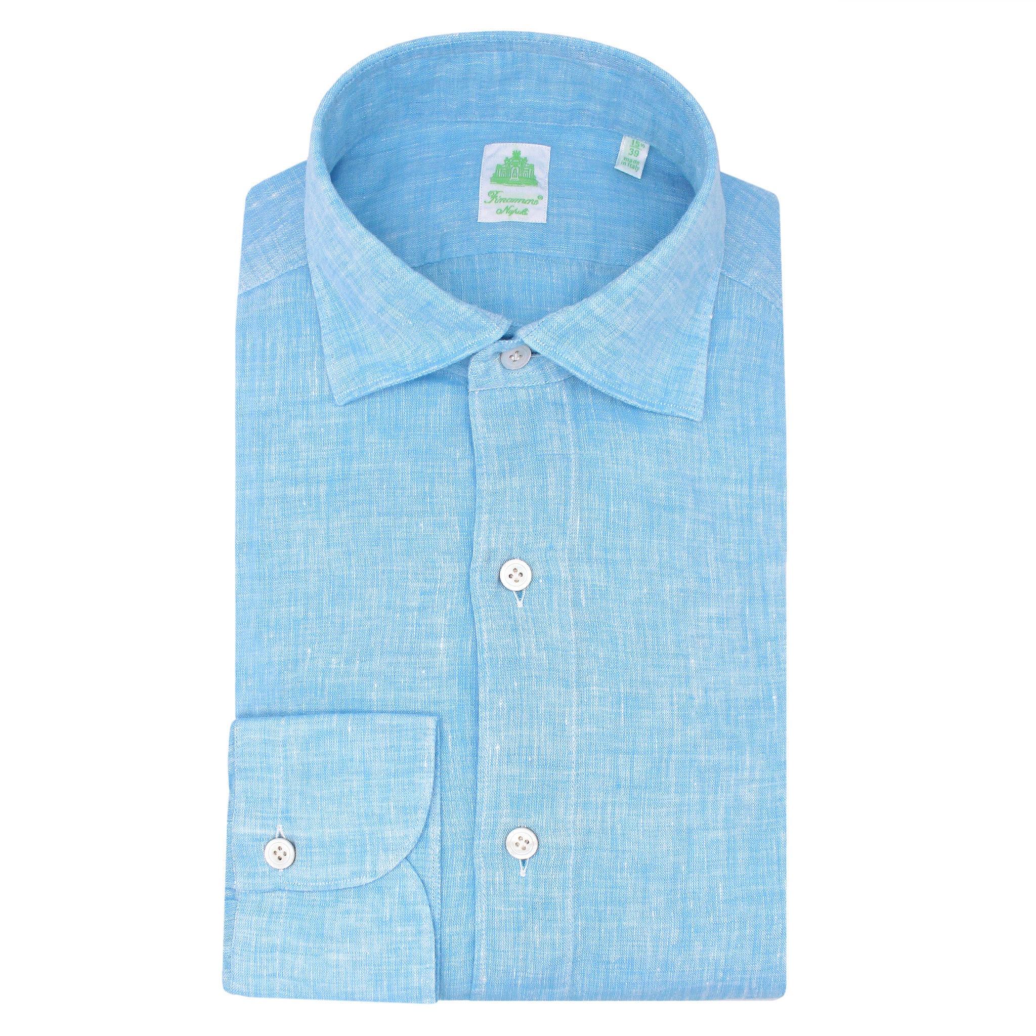 tokyo finamore sport shirt in linen light blu