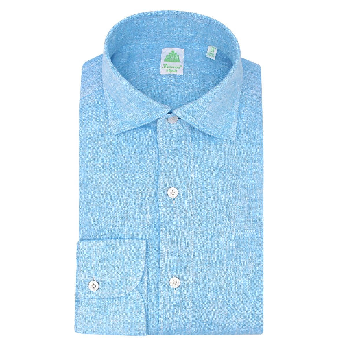 tokyo finamore sport shirt in linen light blu