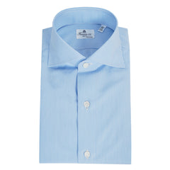 Classic slim shirt 170 a due stripe white light blue Milano Finamore 1925