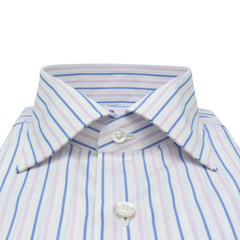 Classic Naples 170 a due white shirt with blue and red stripes