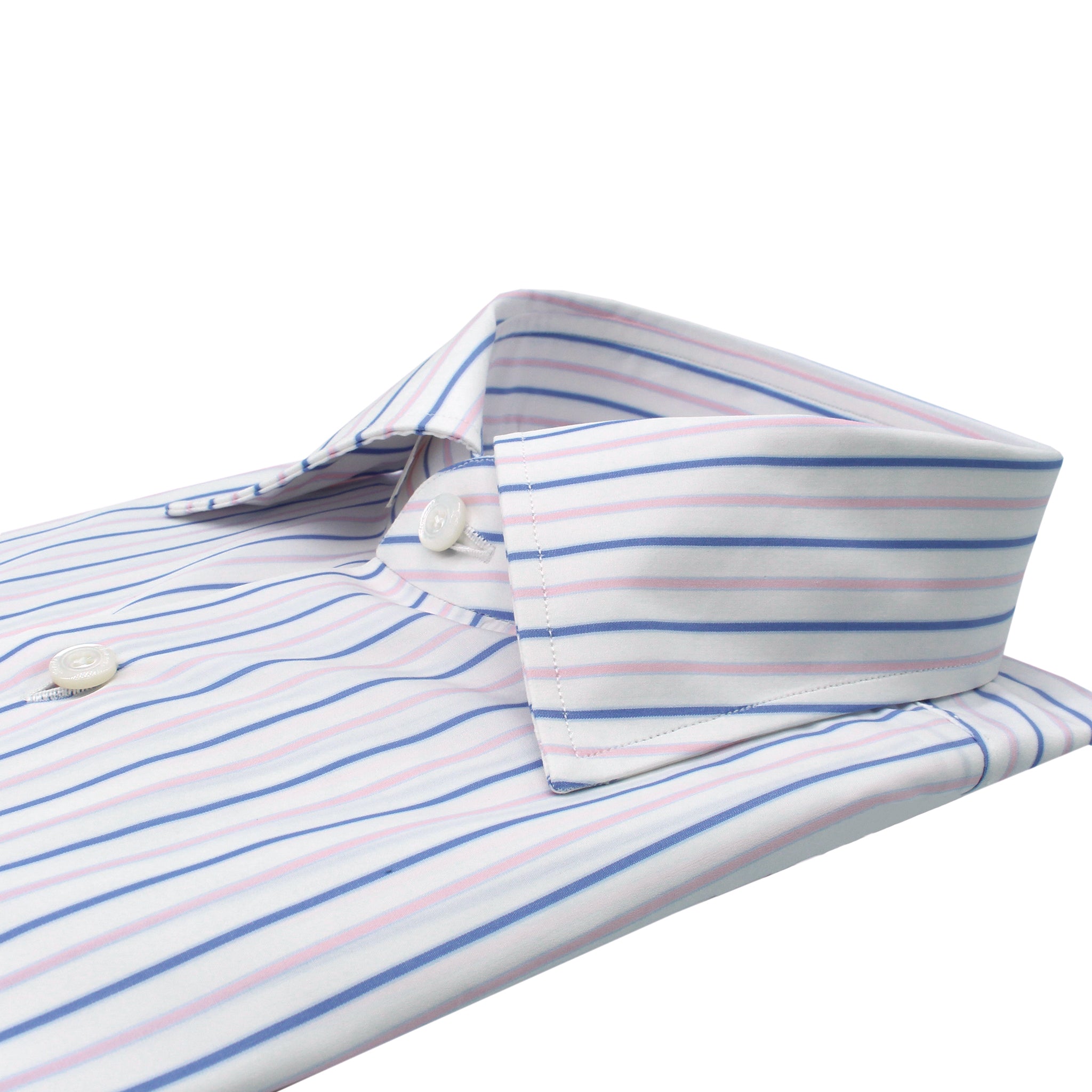 Camicia classica Napoli 170 a due bianca con righe blu e rosa