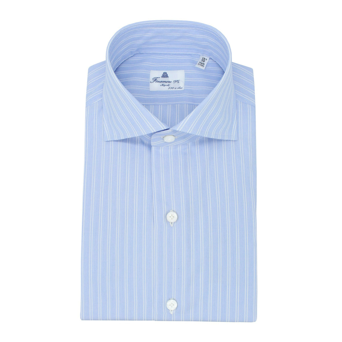 Dress shirt regular 170 a due double stripes light blue Finamore 1925