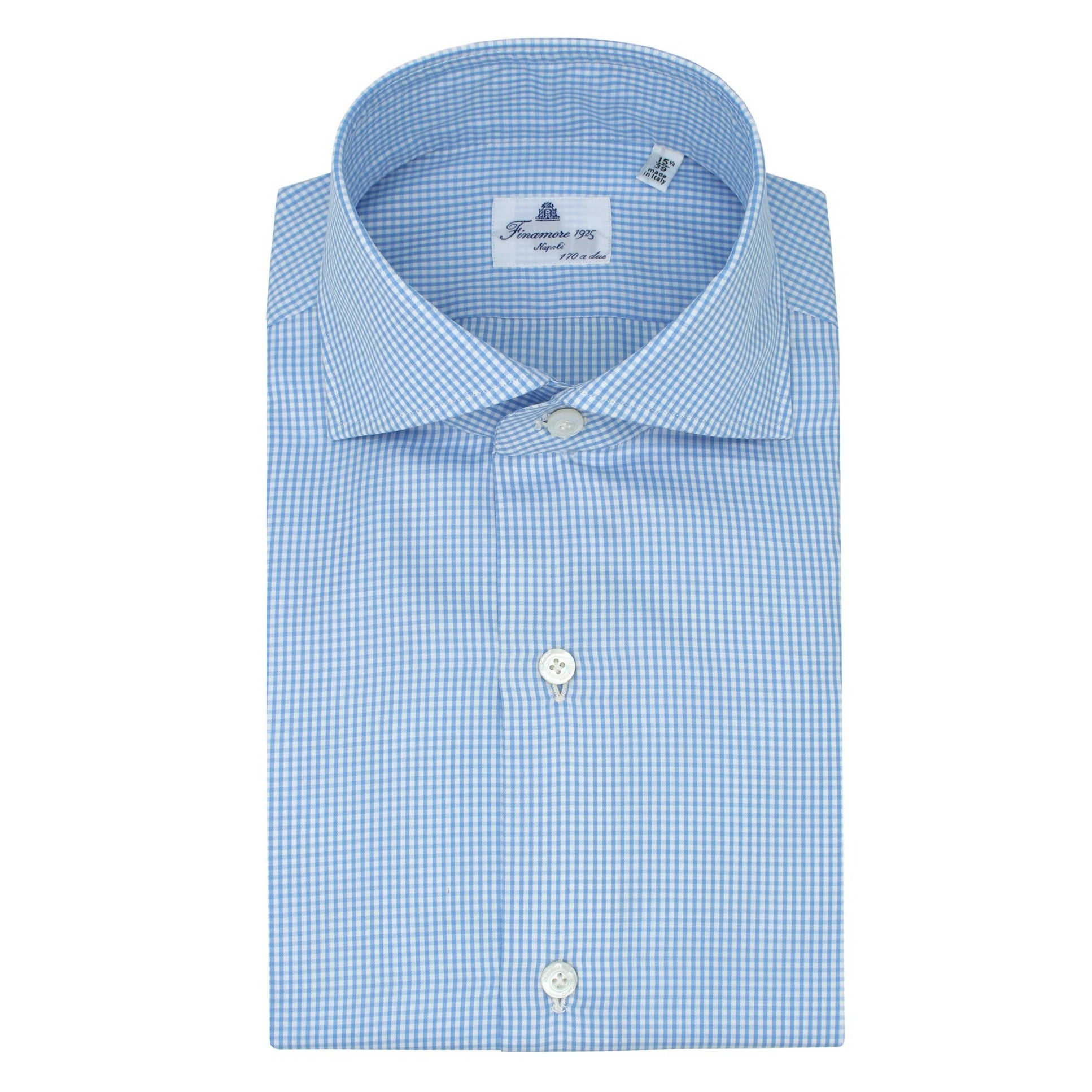 Classic light blue checked shirt Napoli 170 a Due