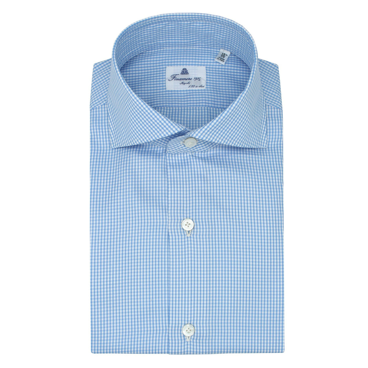 Classic light blue checked shirt Napoli 170 a Due