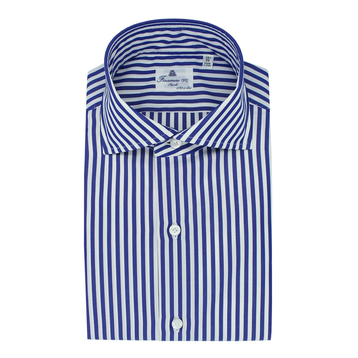 Dress shirt regular 170 a due striped blue Finamore 1925