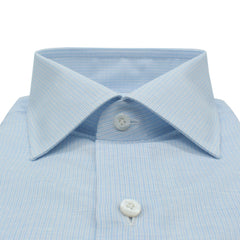Classic Naples shirt 170 a Due in light blue striped cotton and linen