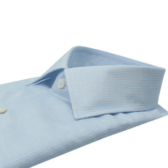 Classic Naples shirt 170 a Due in light blue striped cotton and linen