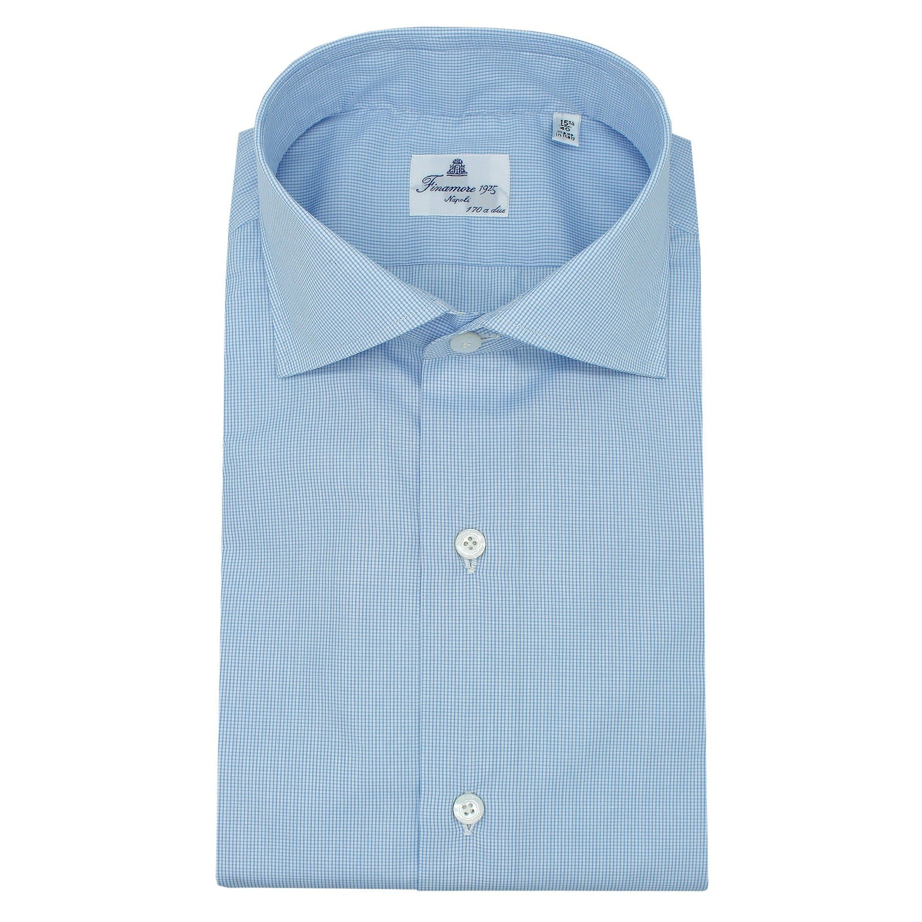 Classic shirt Naples micro square light blue 170 a Due