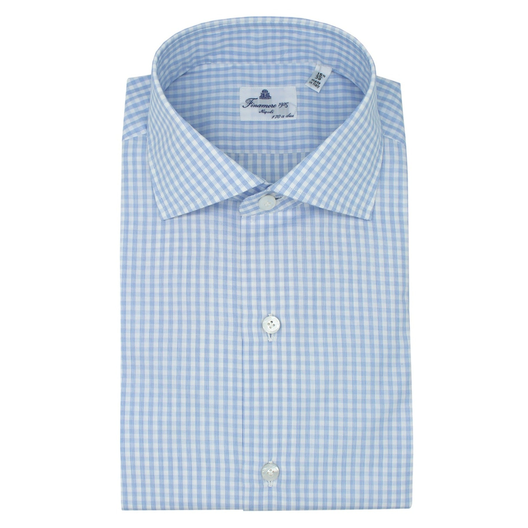 Shirt Napoli 170 a due fit regular light blue checks
