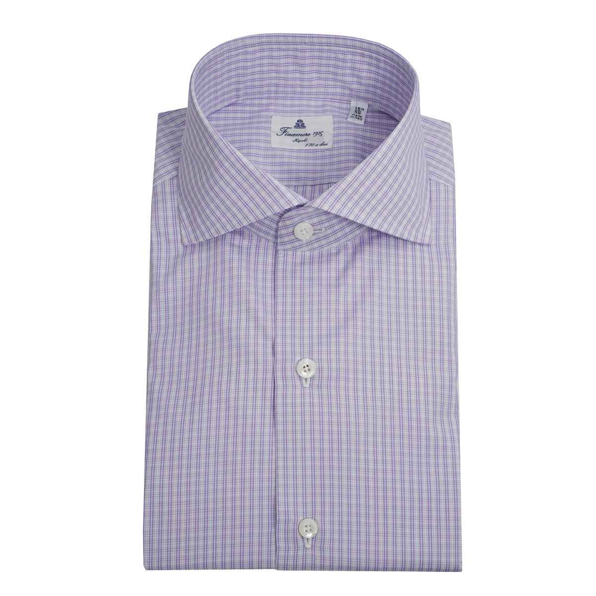 Shirt regular fit Napoli 170 a due violet check Egyptian cotton