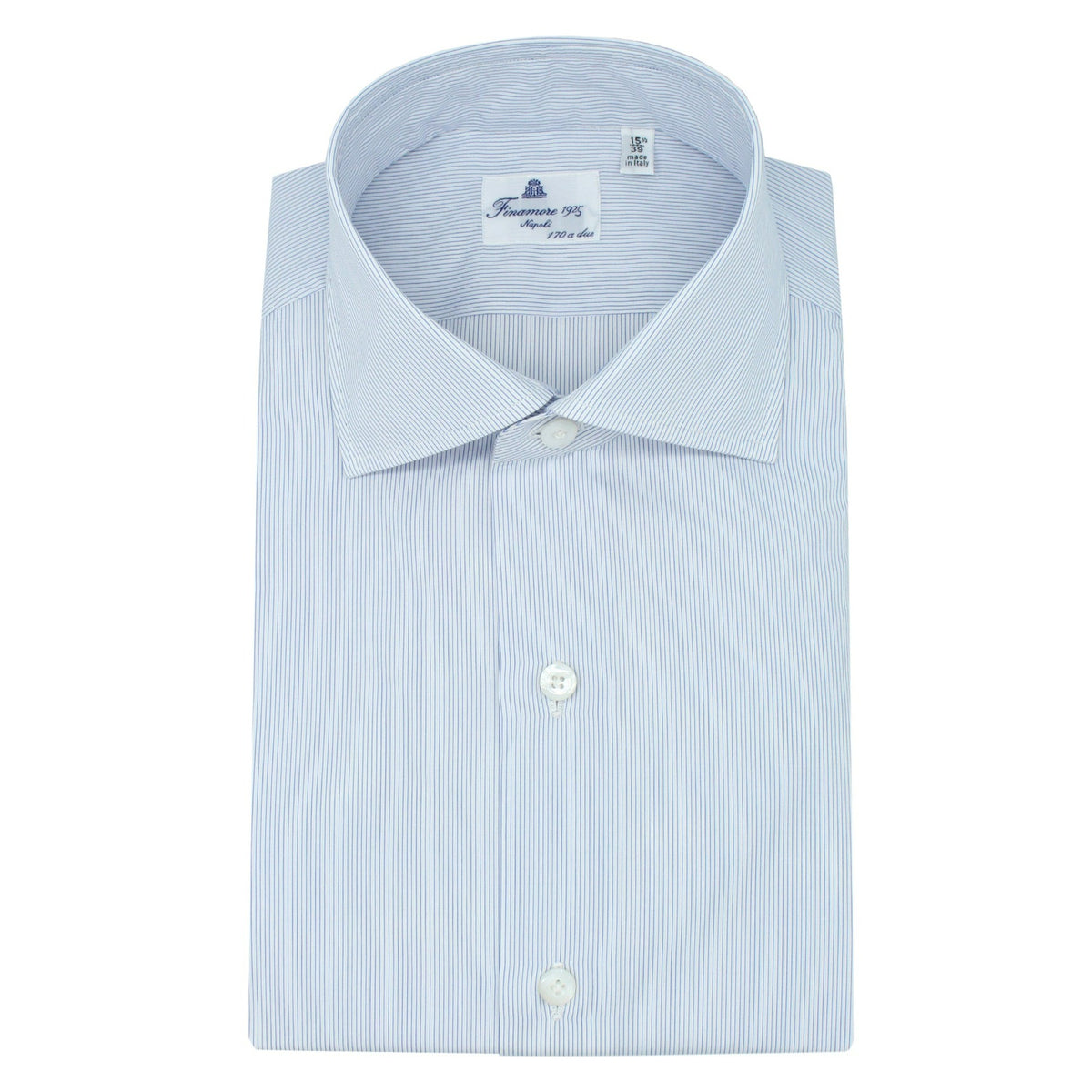 Naples classic fit shirt 170 a due in blue micro striped cotton