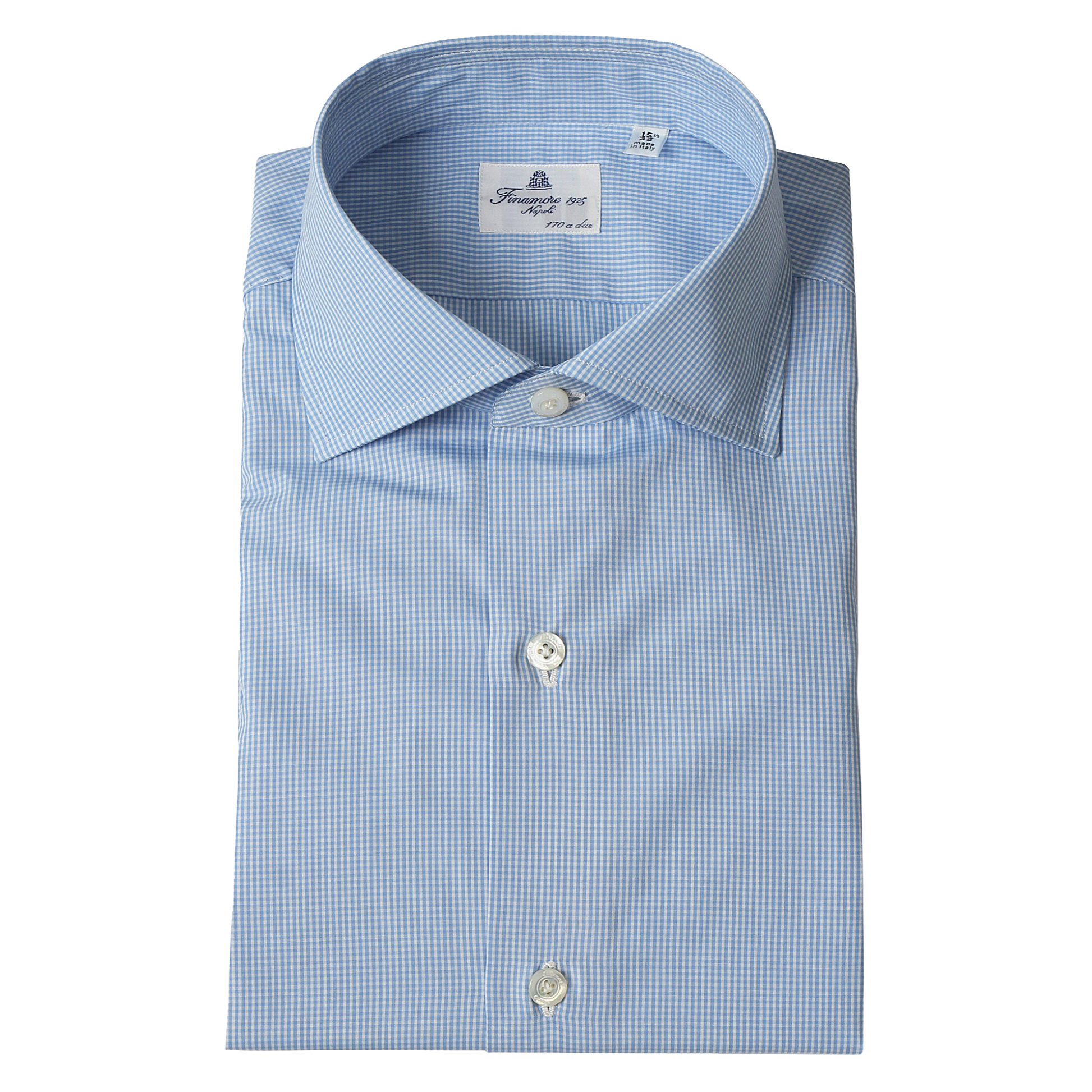 Dress shirt Napoli 170 a due micro check fabric Finamore 1925. Finamore 1925