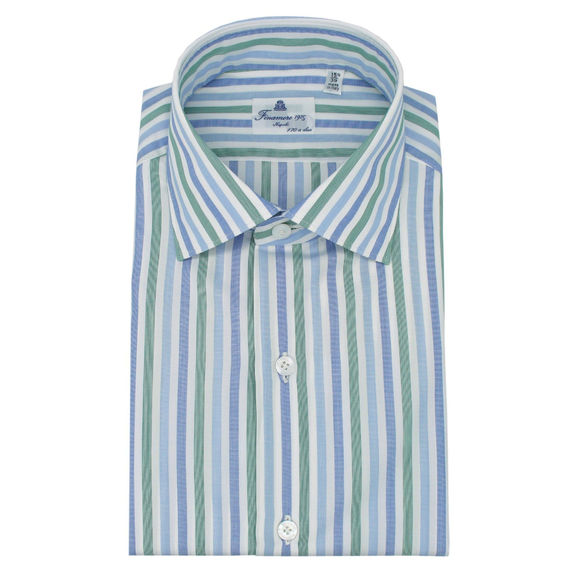 Classic Striped Blue and Green Cotton Giza 45 Shirt