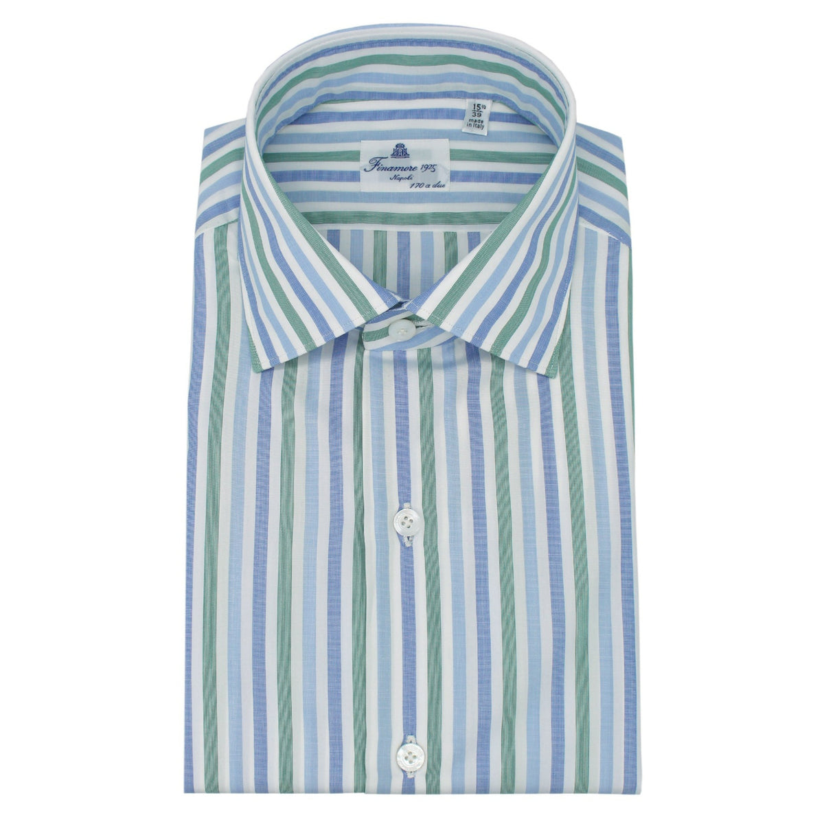 Classic Striped Blue and Green Cotton Giza 45 Shirt