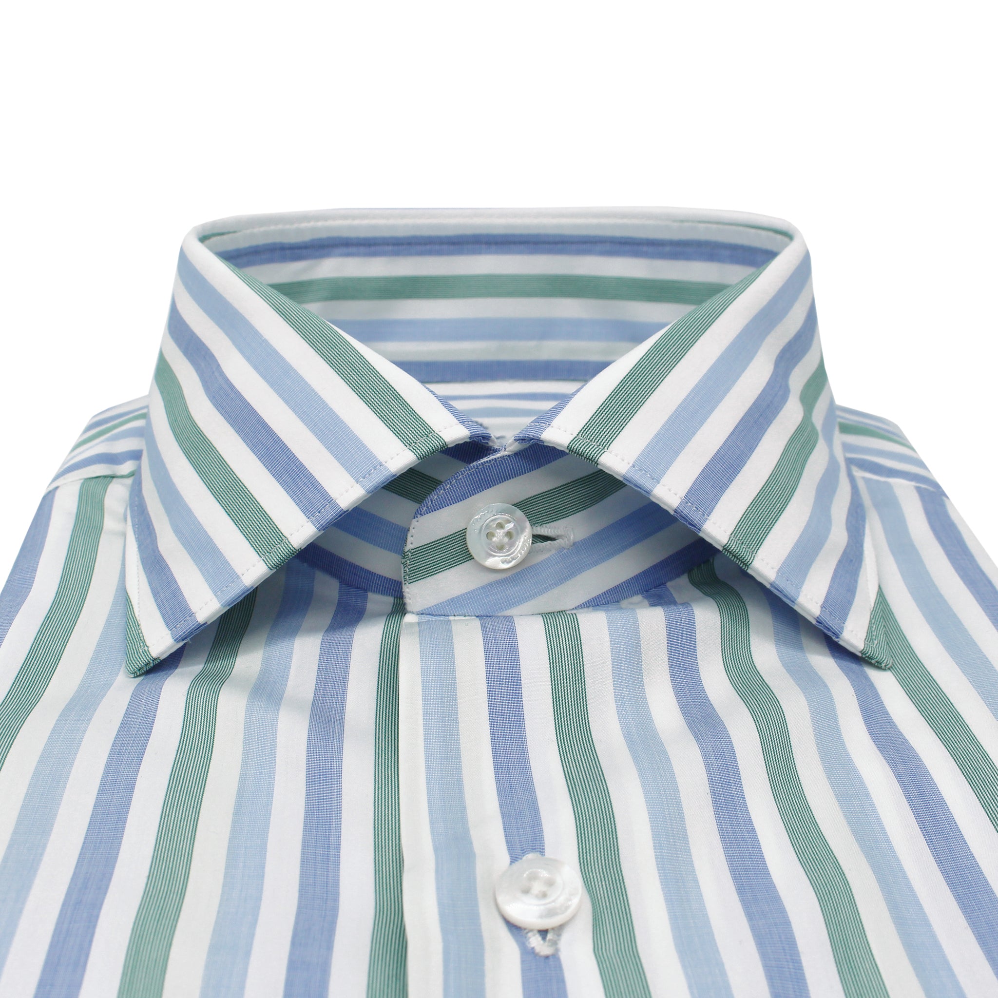 Classic Striped Blue and Green Cotton Giza 45 Shirt