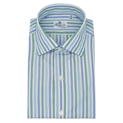 Classic Striped Blue and Green Cotton Giza 45 Shirt