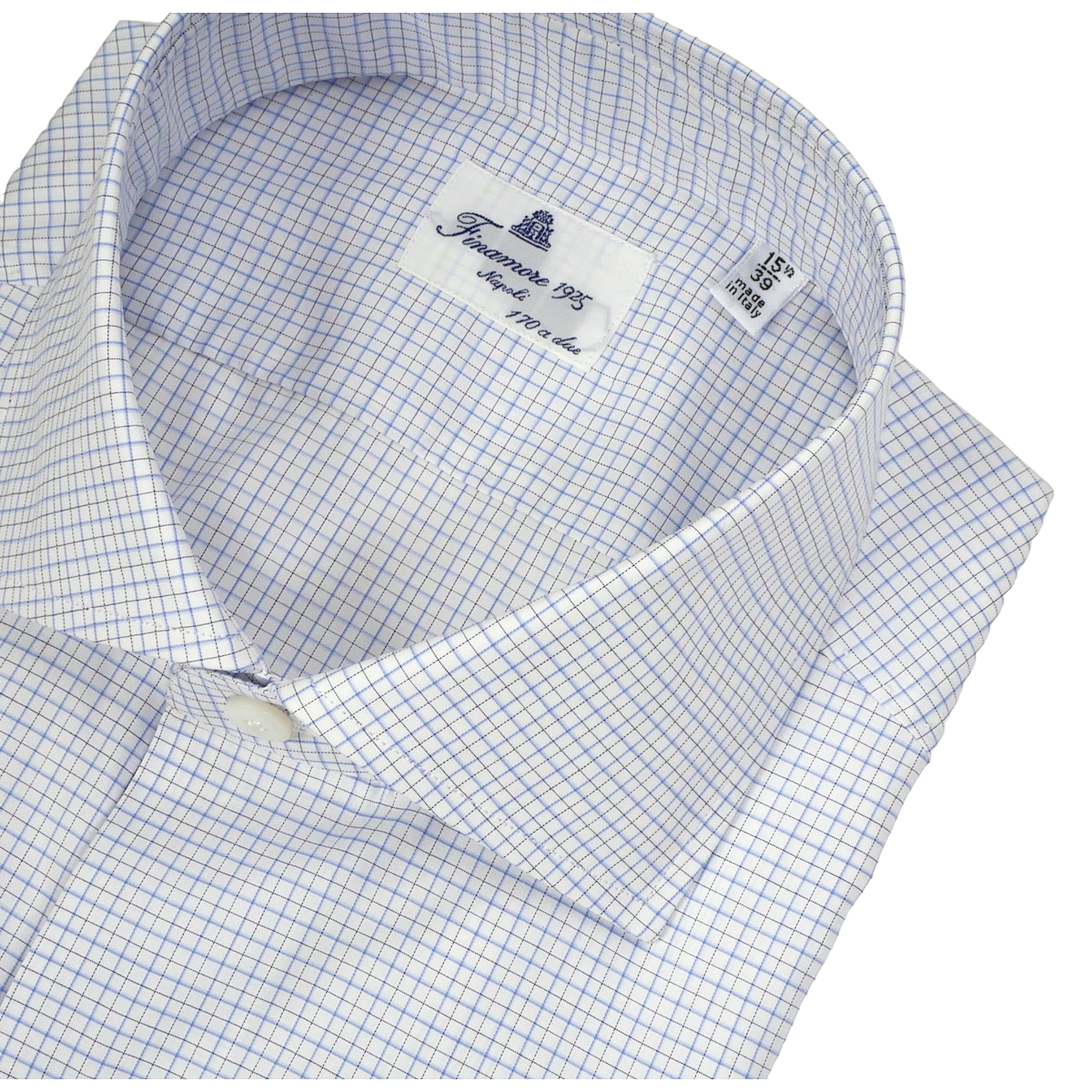 Shirt regular fit Napoli 170 a due light blue check Egyptian cotton