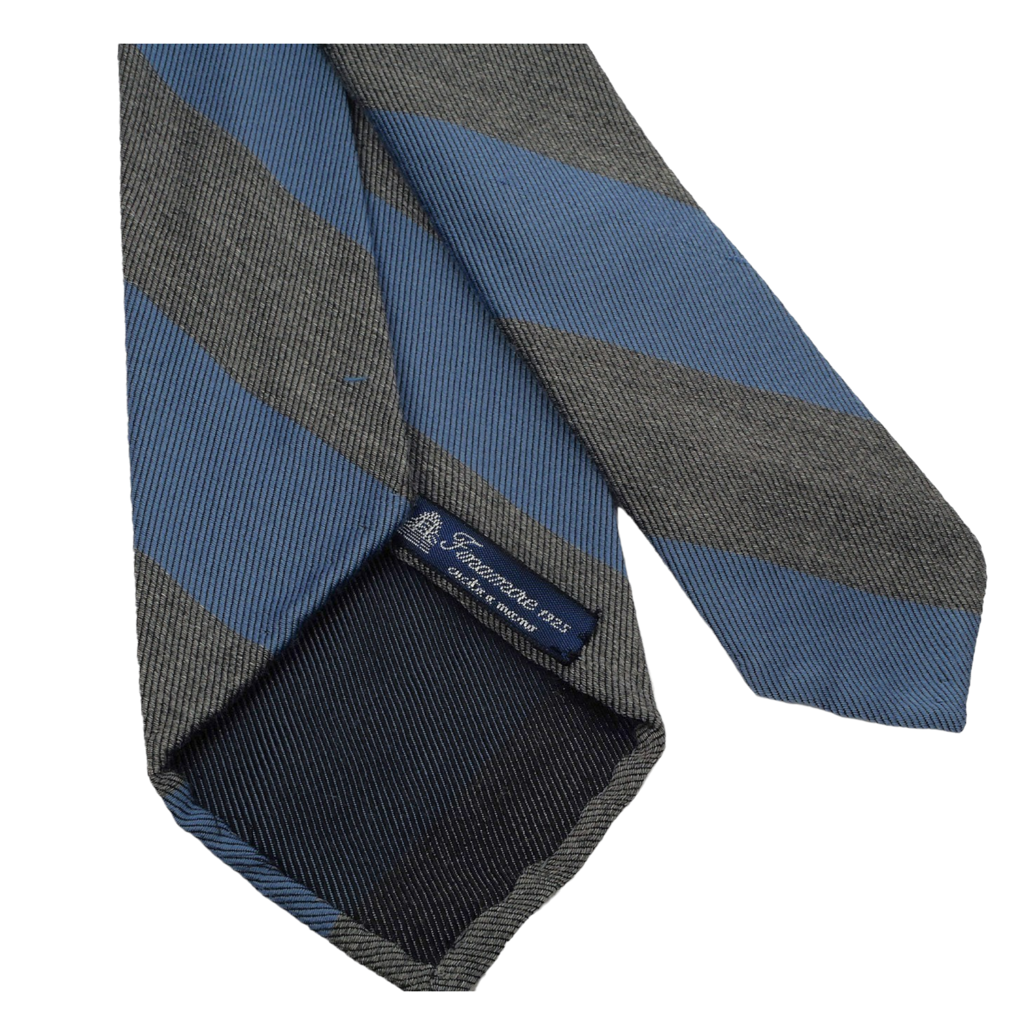Regimental unlined Anversa tie silk and cashmere royal blu and grey