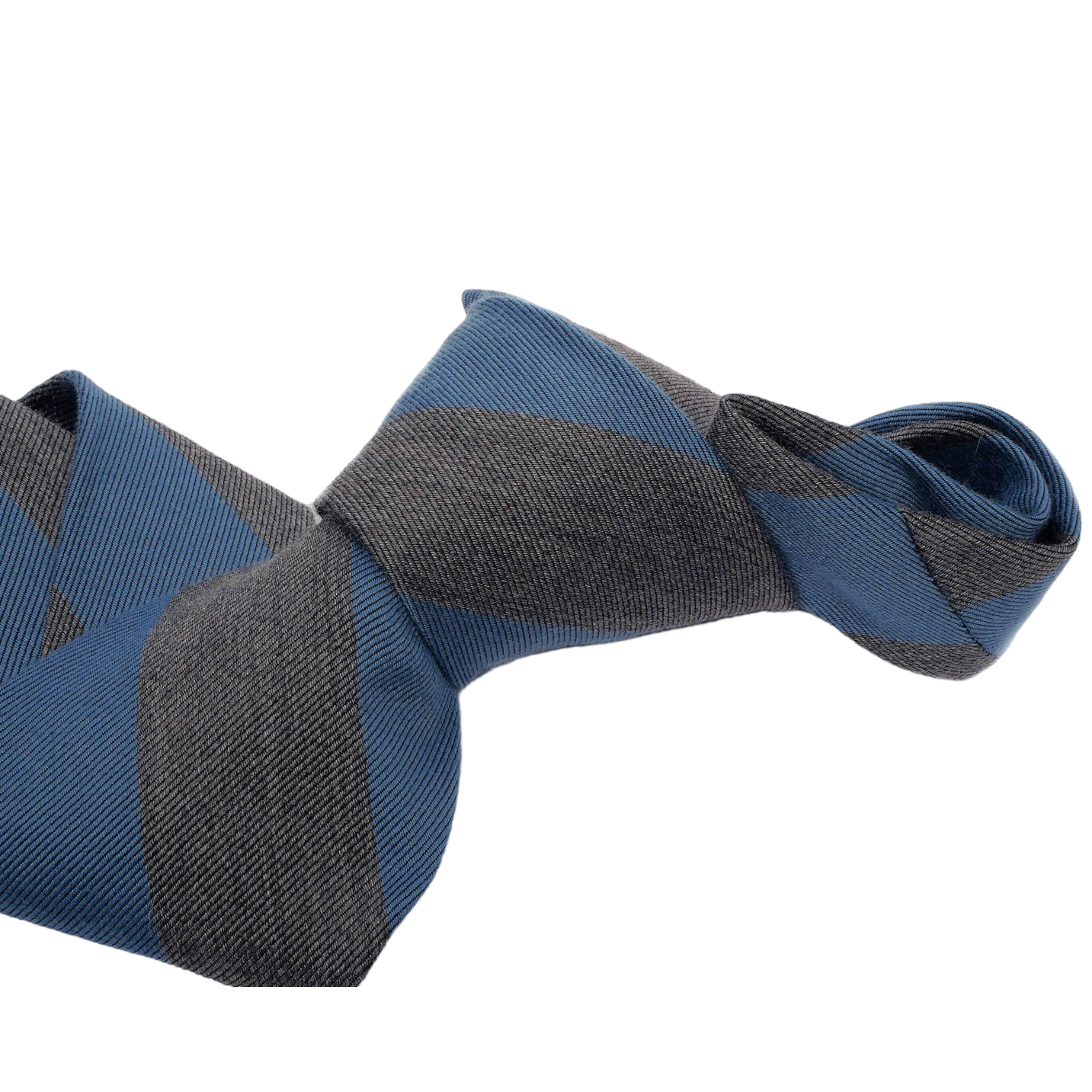 Regimental unlined Anversa tie silk and cashmere royal blu and grey