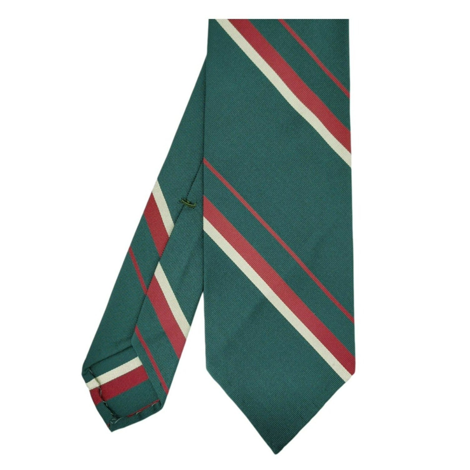 Anversa tie green background white and dark red stripes